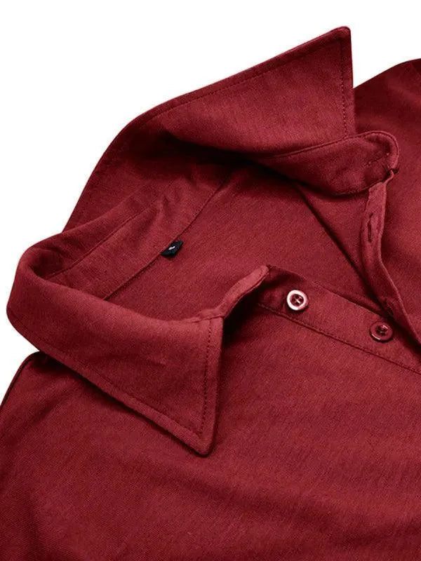 Solid Long Sleeve Men Polo Shirt-Polo Shirt-LeStyleParfait