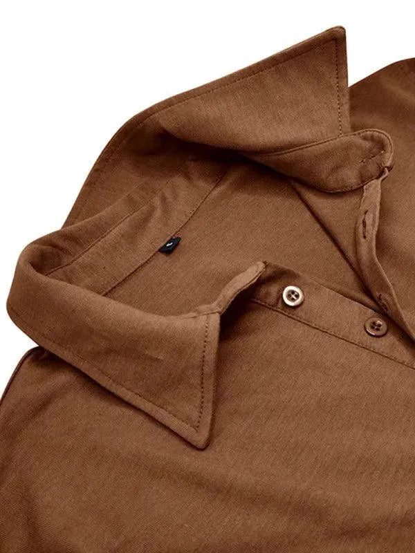 Solid Long Sleeve Men Polo Shirt-Polo Shirt-LeStyleParfait