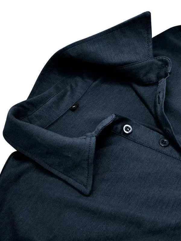 Solid Long Sleeve Men Polo Shirt-Polo Shirt-LeStyleParfait