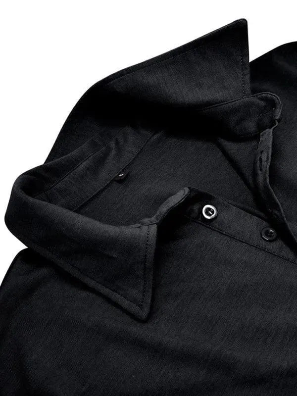 Solid Long Sleeve Men Polo Shirt-Polo Shirt-LeStyleParfait