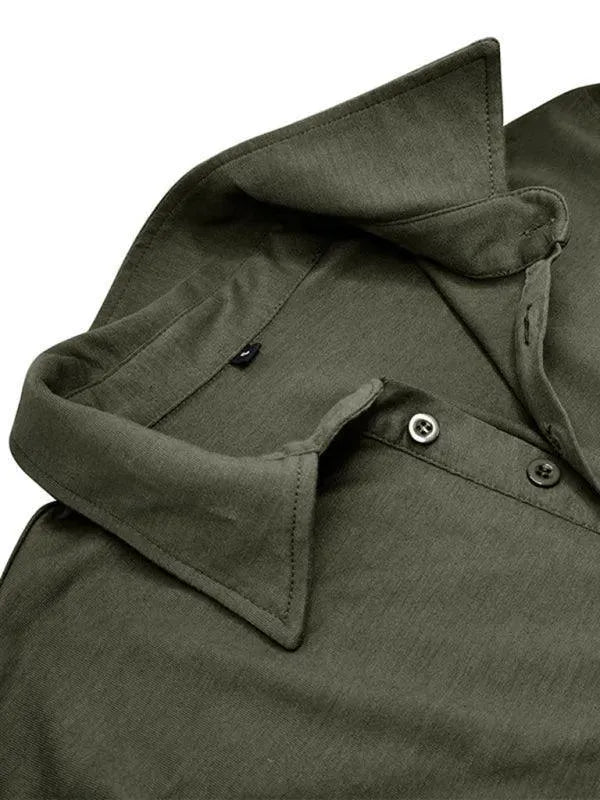 Solid Long Sleeve Men Polo Shirt-Polo Shirt-LeStyleParfait