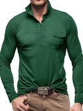 Solid Long Sleeve Men Polo Shirt-Polo Shirt-LeStyleParfait