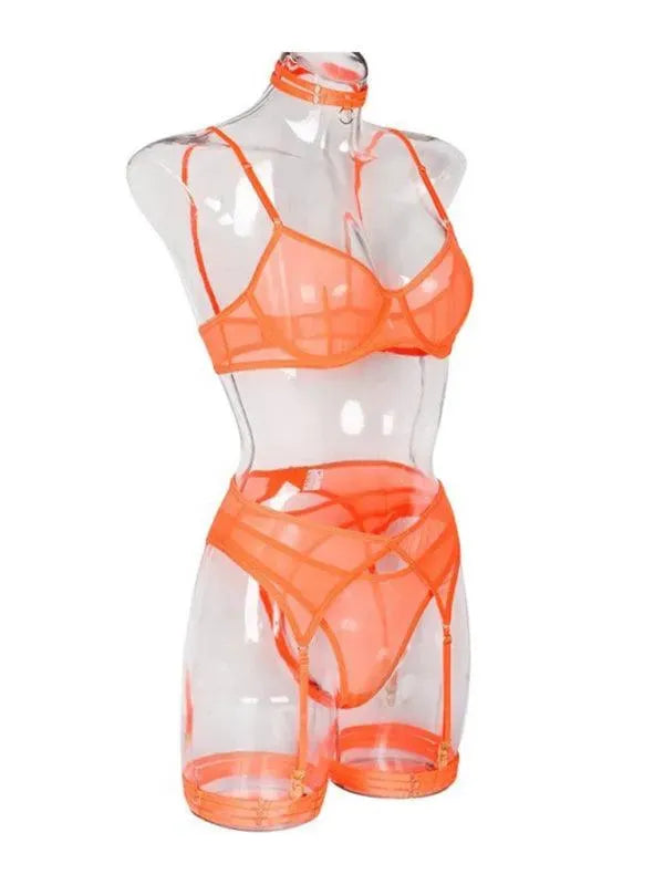 Solid Mesh Ladies Lingerie Set - Lingerie Set - LeStyleParfait