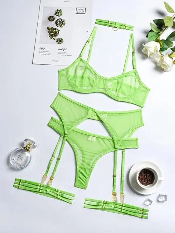 LeStyleParfait Women's Lingerie Sexy Ladies Plain-Solid-Lingerie Set