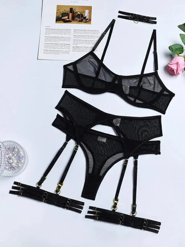 LeStyleParfait Women's Lingerie Sexy Ladies Plain-Solid-Lingerie Set