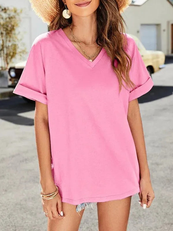 Solid V-Neck Women Top - Women Tops - LeStyleParfait