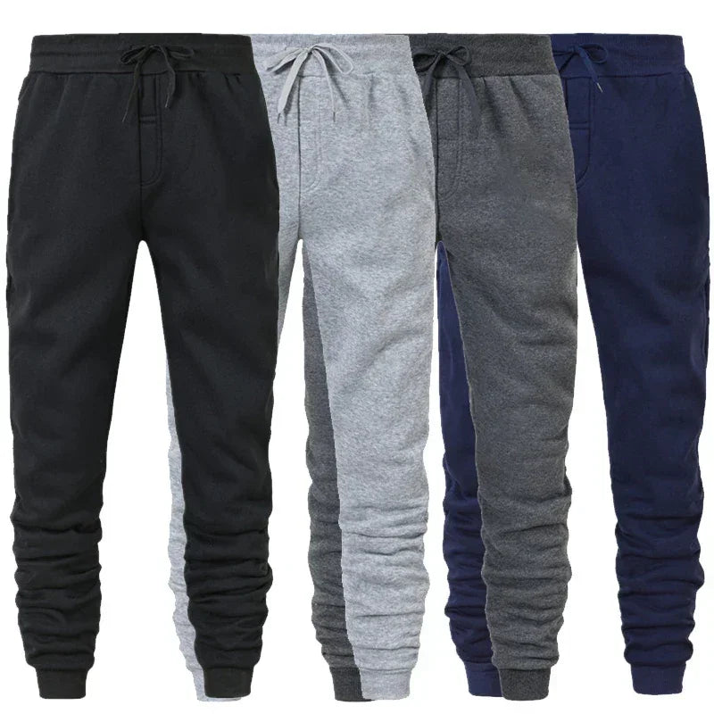 Sporty Casual Men Jogger Pants - Mid Rise Elastic Waist