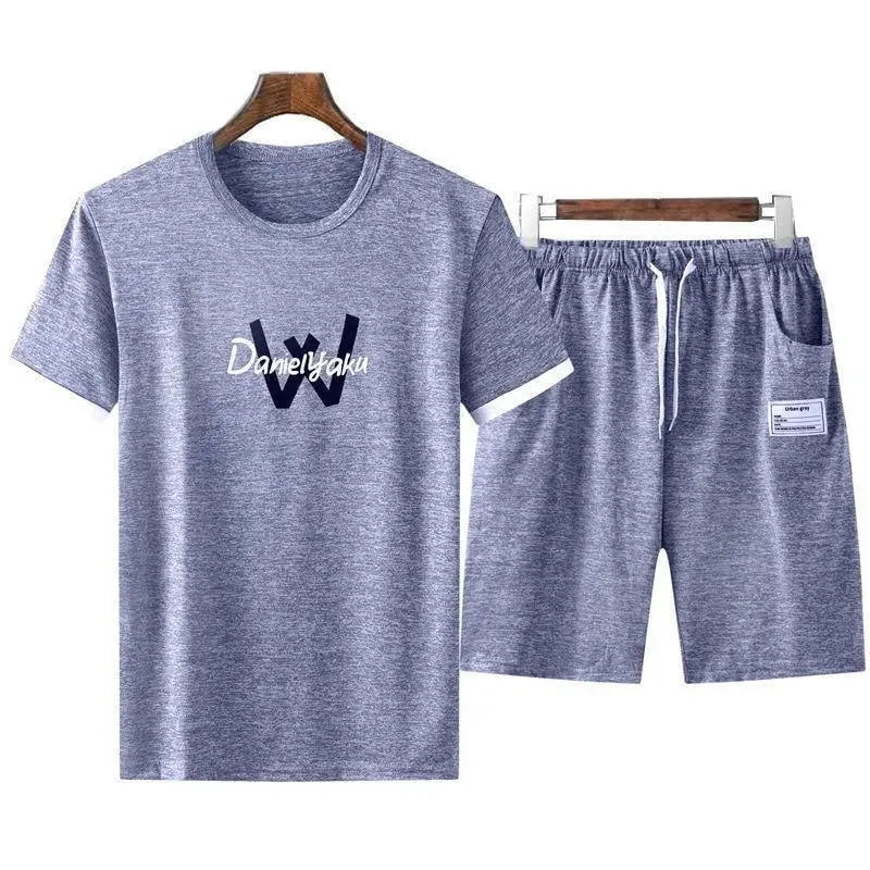 Sporty Men Casual Drawstring Two-Piece Shorts Set - Casual Shorts Set - LeStyleParfait