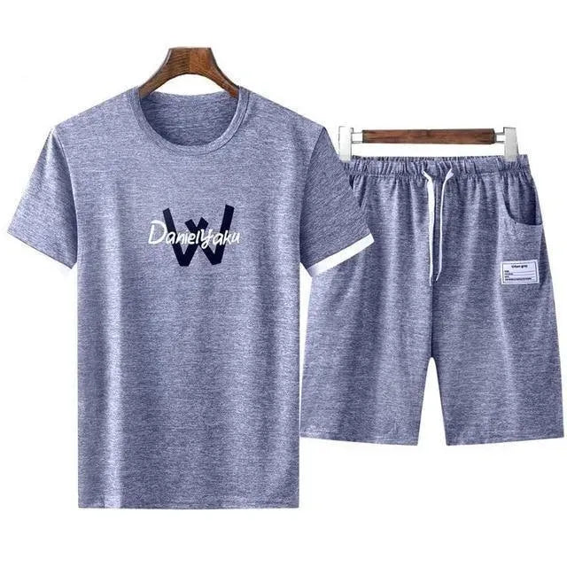 Sporty Men Casual Drawstring Two-Piece Shorts Set - Casual Shorts Set - LeStyleParfait
