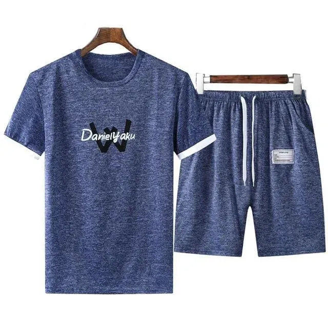 Sporty Men Casual Drawstring Two-Piece Shorts Set - Casual Shorts Set - LeStyleParfait