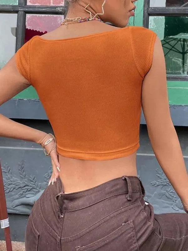 Square Neck Women Crop Top - Women Tops & Blouses | LeStyleParfait-Crop Top