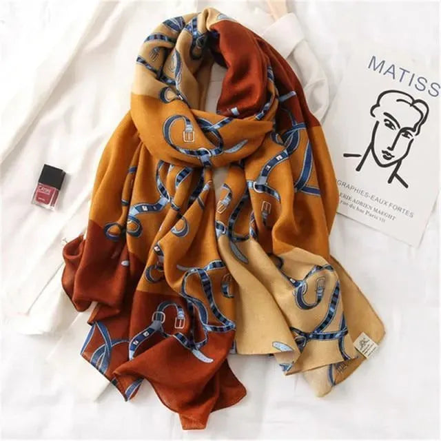LeStyleParfait Women's Scarves & Shawls Stylish Wrap Scarf Printed Silk Satin -Scarf
