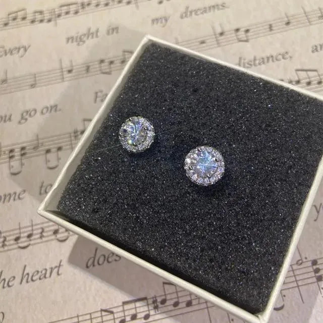 Sterling Silver Round Stud Earrings - Earrings - LeStyleParfait