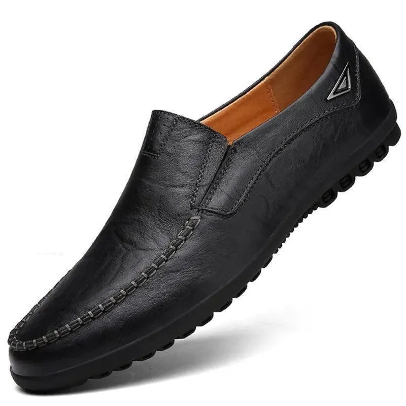 Stitched Casual Leather Loafer Shoes - Loafer Shoes - LeStyleParfait