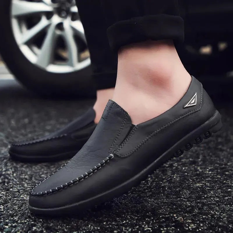 Stitched Casual Leather Loafer Shoes - Loafer Shoes - LeStyleParfait