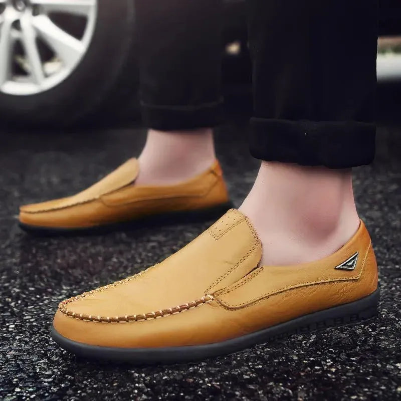 Stitched Casual Leather Loafer Shoes - Loafer Shoes - LeStyleParfait