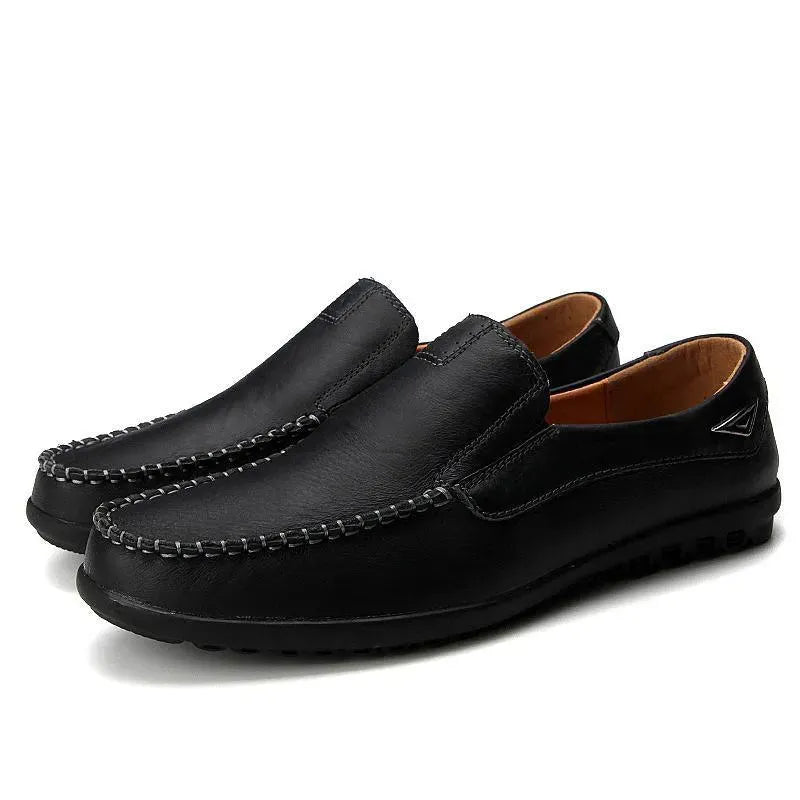 Stitched Casual Leather Loafer Shoes - Loafer Shoes - LeStyleParfait