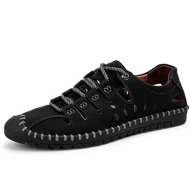 Stitched Lace Up Sandals - Sandals - LeStyleParfait