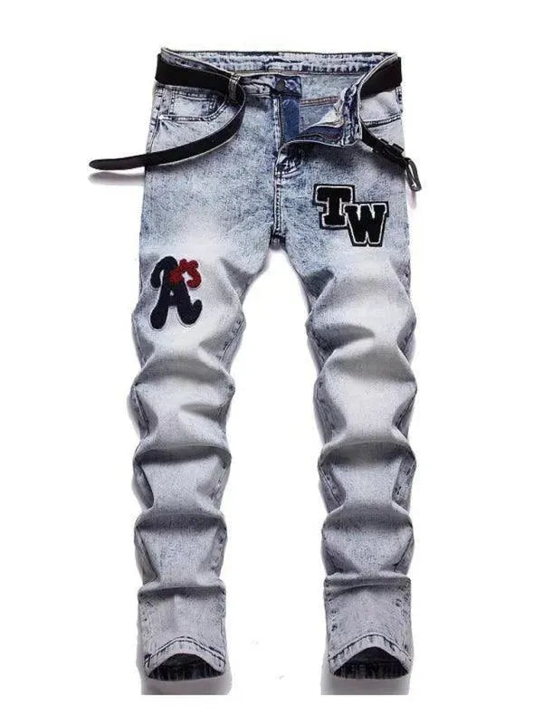 Patches Straight Leg Jeans - Men's Jeans - LeStyleParfait