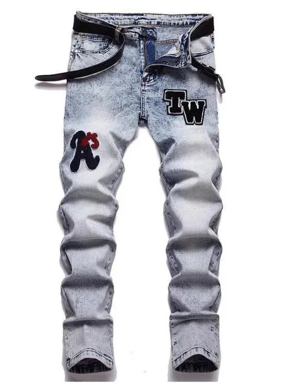 Patches Straight Leg Jeans - Men's Jeans - LeStyleParfait