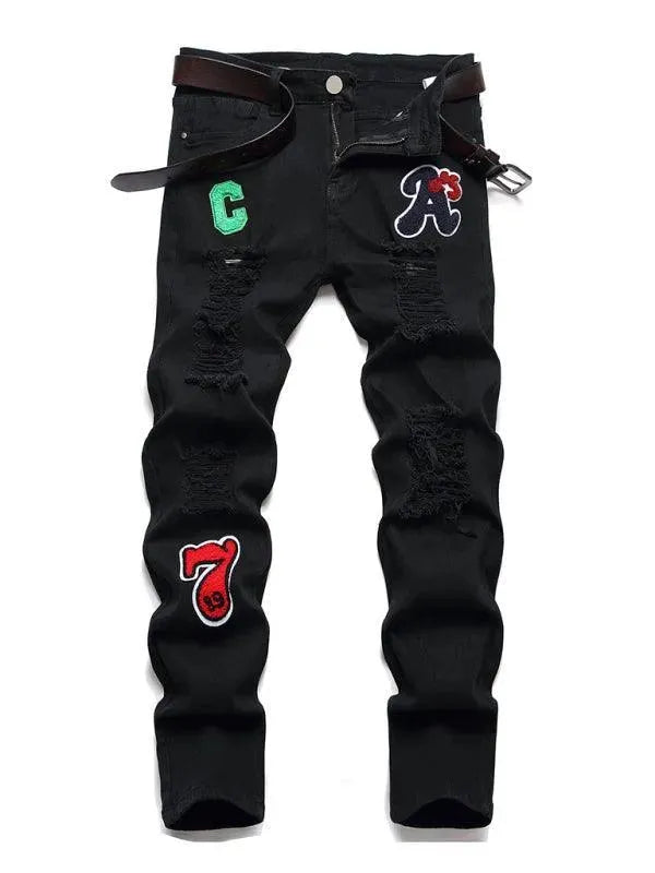 Patches Straight Leg Jeans - Men's Jeans - LeStyleParfait