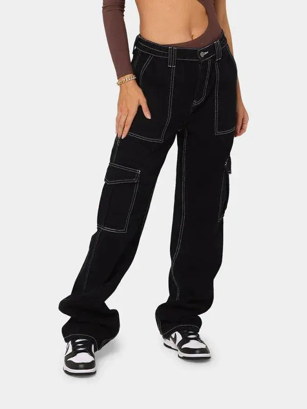 Women Wide Legs Cargo Jeans - Women Jeans - LeStyleParfait