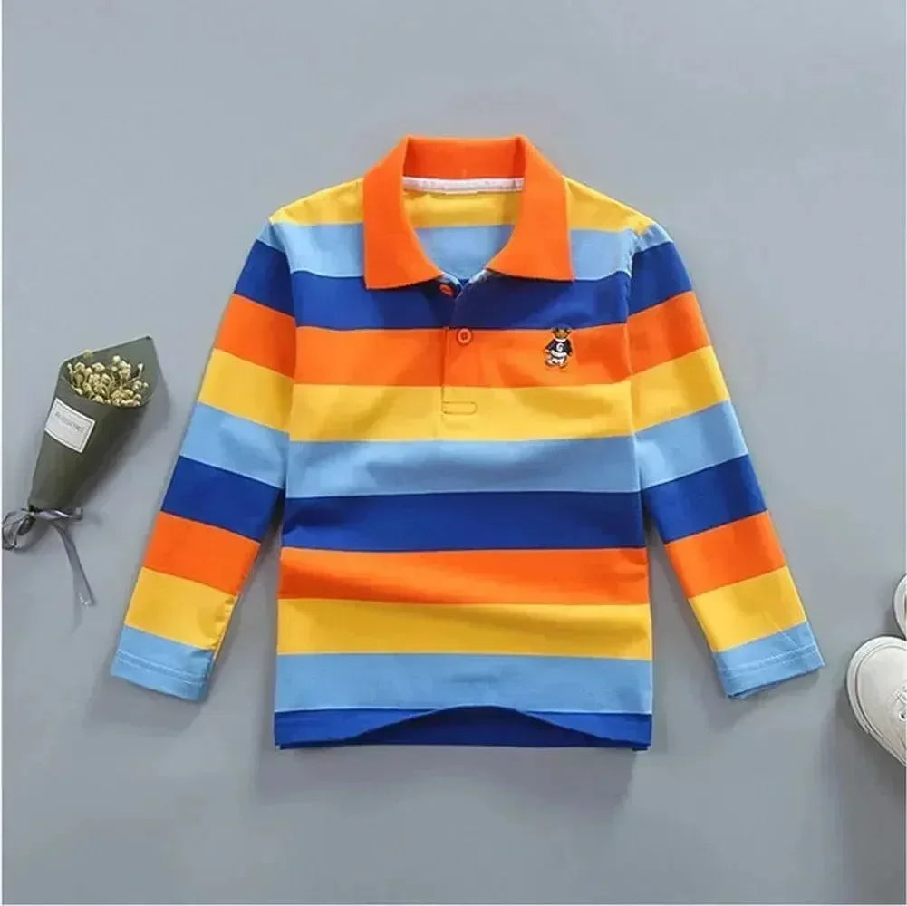 Striped Logo Polo Shirt for Kids-Polo Shirt-LeStyleParfait