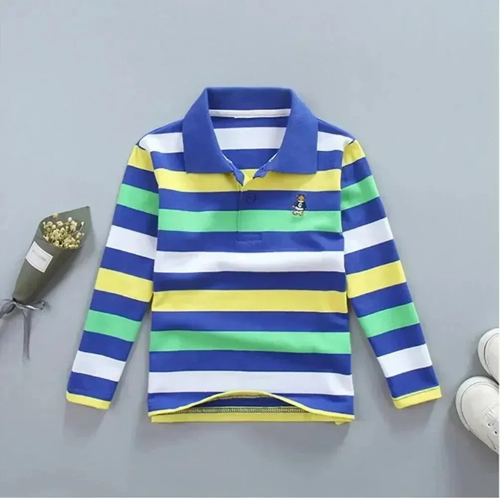Striped Logo Polo Shirt for Kids-Polo Shirt-LeStyleParfait