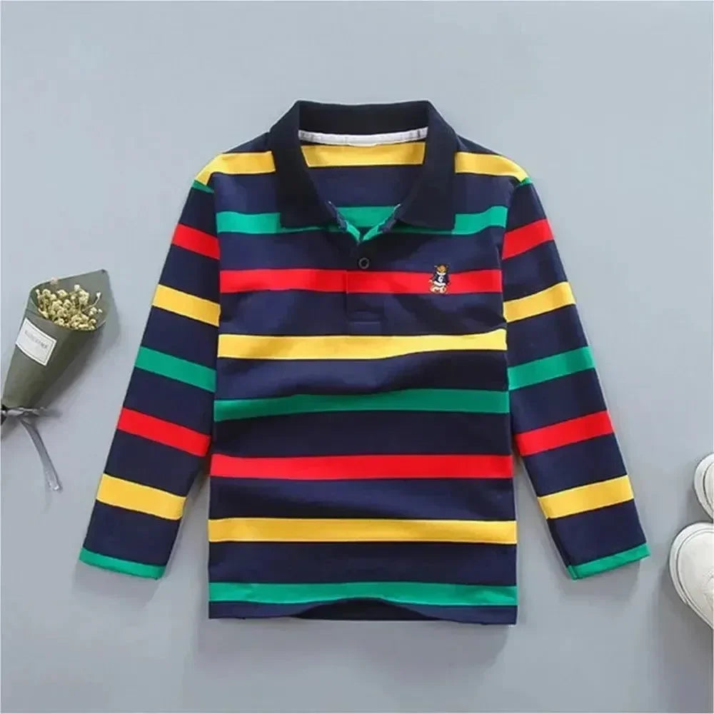 Striped Logo Polo Shirt for Kids-Polo Shirt-LeStyleParfait