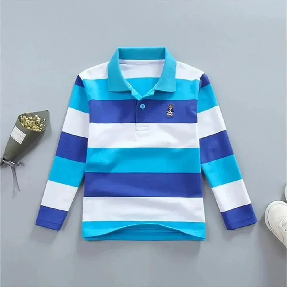 Striped Logo Polo Shirt for Kids-Polo Shirt-LeStyleParfait
