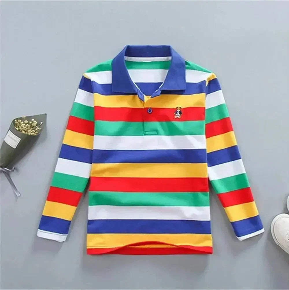 Striped Logo Polo Shirt for Kids-Polo Shirt-LeStyleParfait