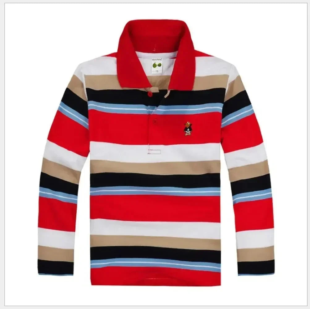 Striped Long Sleeve Polo Shirt for Kids-Polo Shirt-LeStyleParfait