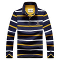 Striped Men Polo Shirt Cotton Long Sleeve-Polo Shirt-LeStyleParfait