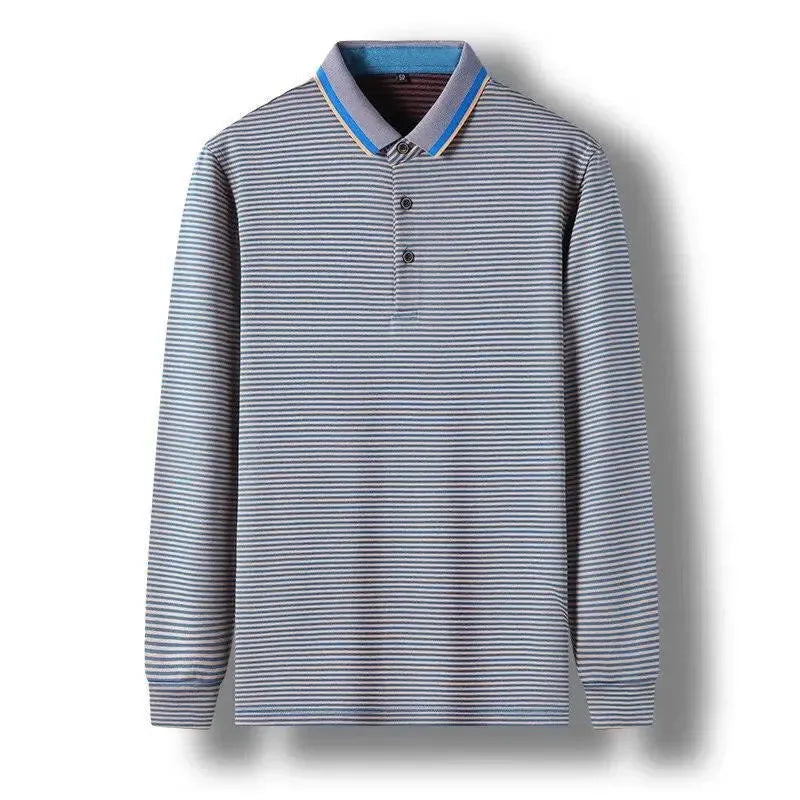 Striped Polo Shirt Long Sleeves-Polo Shirt-LeStyleParfait