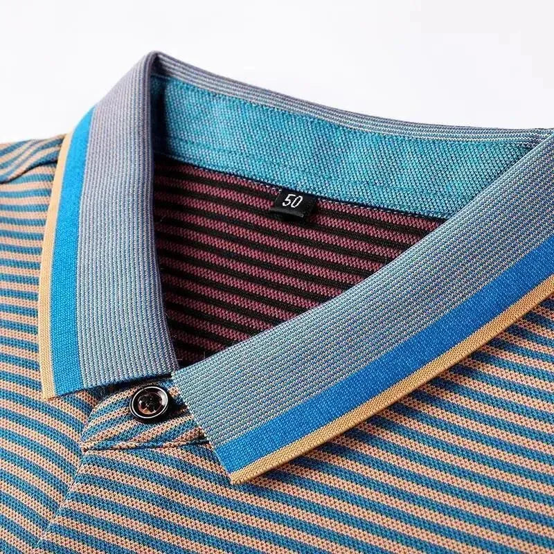 Striped Polo Shirt Long Sleeves-Polo Shirt-LeStyleParfait