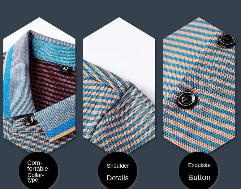 Striped Polo Shirt Long Sleeves-Polo Shirt-LeStyleParfait