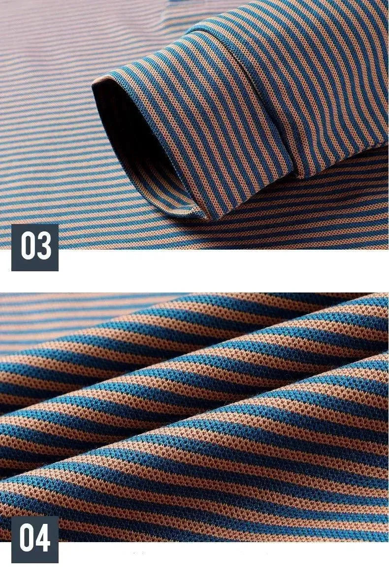 Striped Polo Shirt Long Sleeves-Polo Shirt-LeStyleParfait