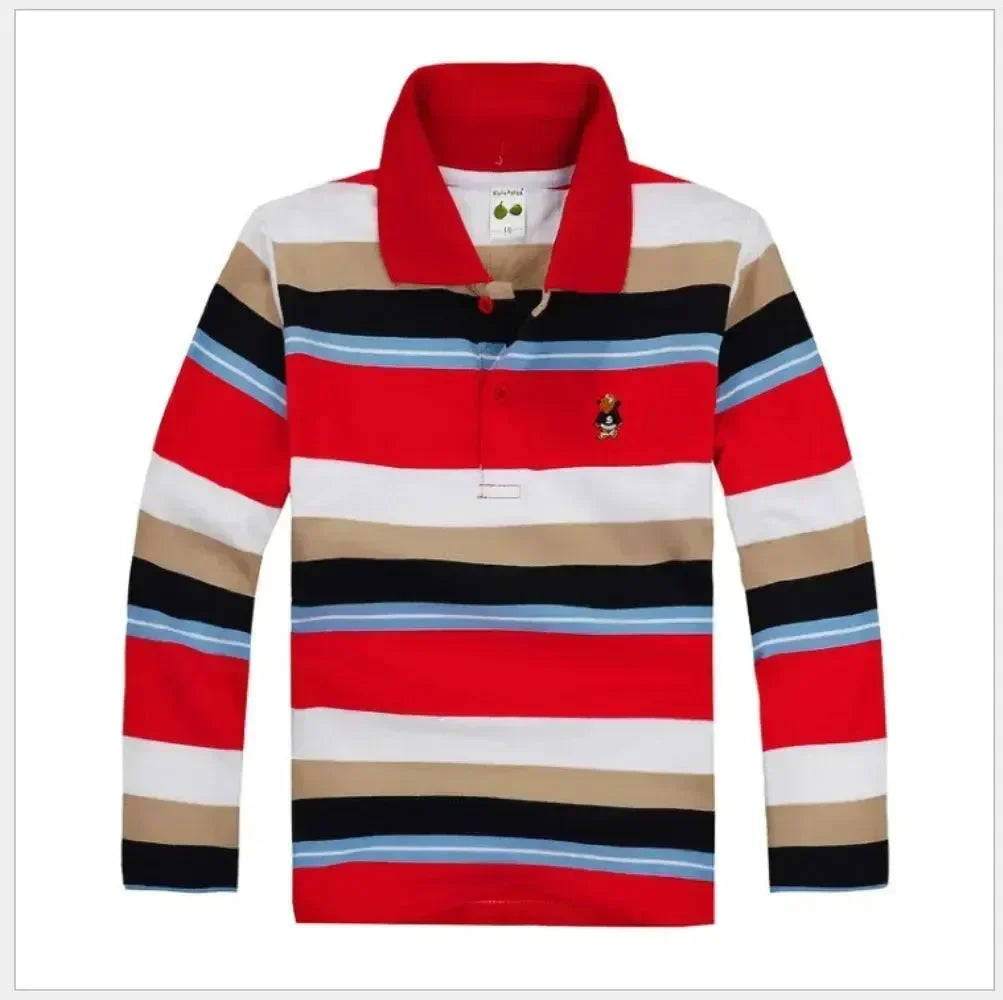 Striped Polyester Polo Shirt for Kids-Polo Shirt-LeStyleParfait