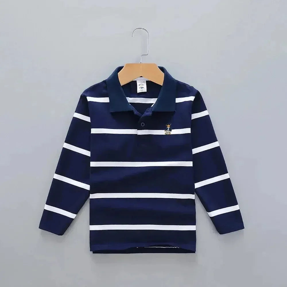 Striped Polyester Polo Shirt for Kids-Polo Shirt-LeStyleParfait