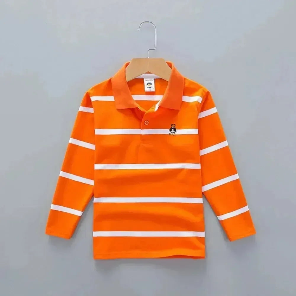 Striped Polyester Polo Shirt for Kids-Polo Shirt-LeStyleParfait
