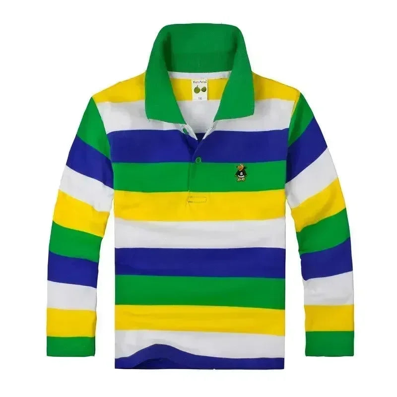 Striped Polyester Polo Shirt for Kids-Polo Shirt-LeStyleParfait
