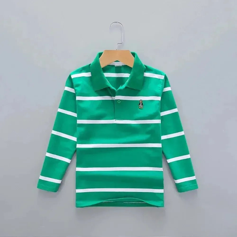 Striped Polyester Polo Shirt for Kids-Polo Shirt-LeStyleParfait