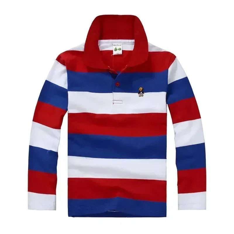 Striped Polyester Polo Shirt for Kids-Polo Shirt-LeStyleParfait