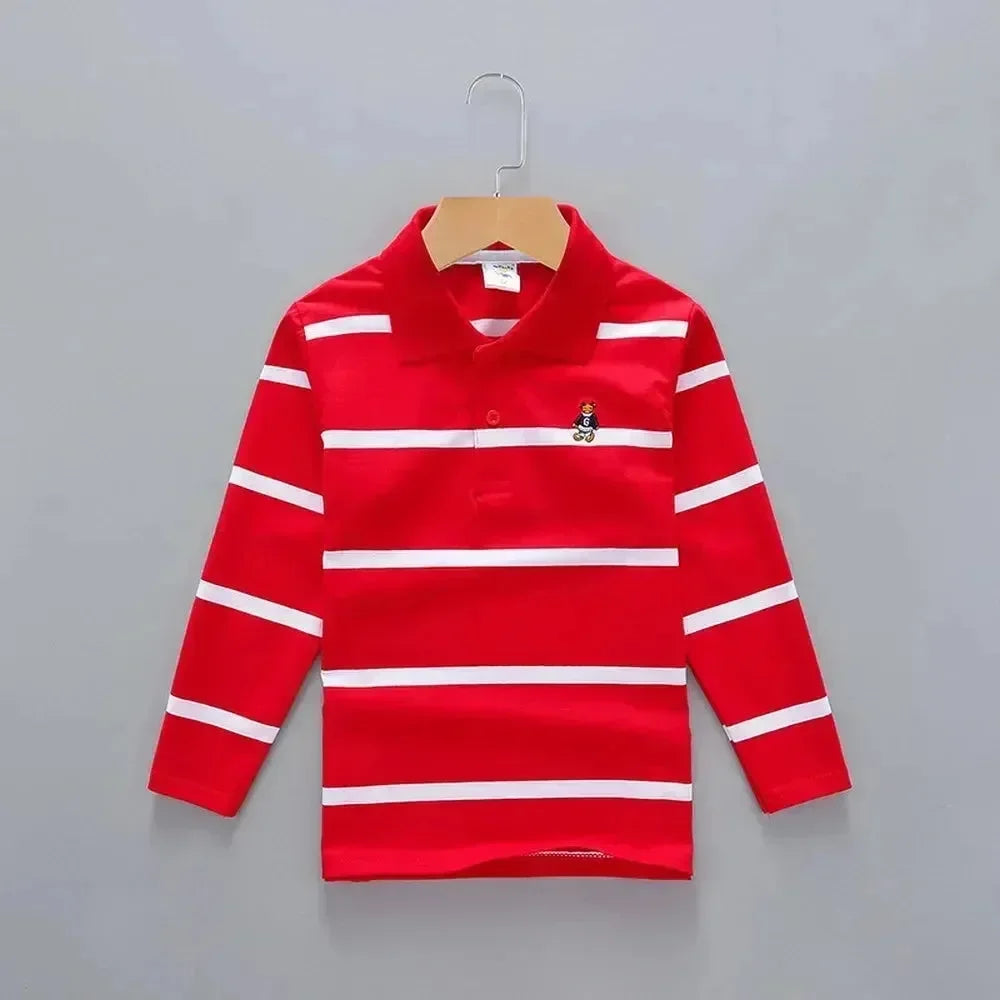 Striped Polyester Polo Shirt for Kids-Polo Shirt-LeStyleParfait
