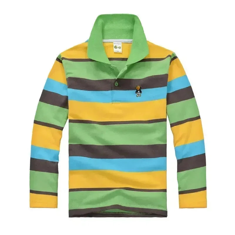 Striped Polyester Polo Shirt for Kids-Polo Shirt-LeStyleParfait