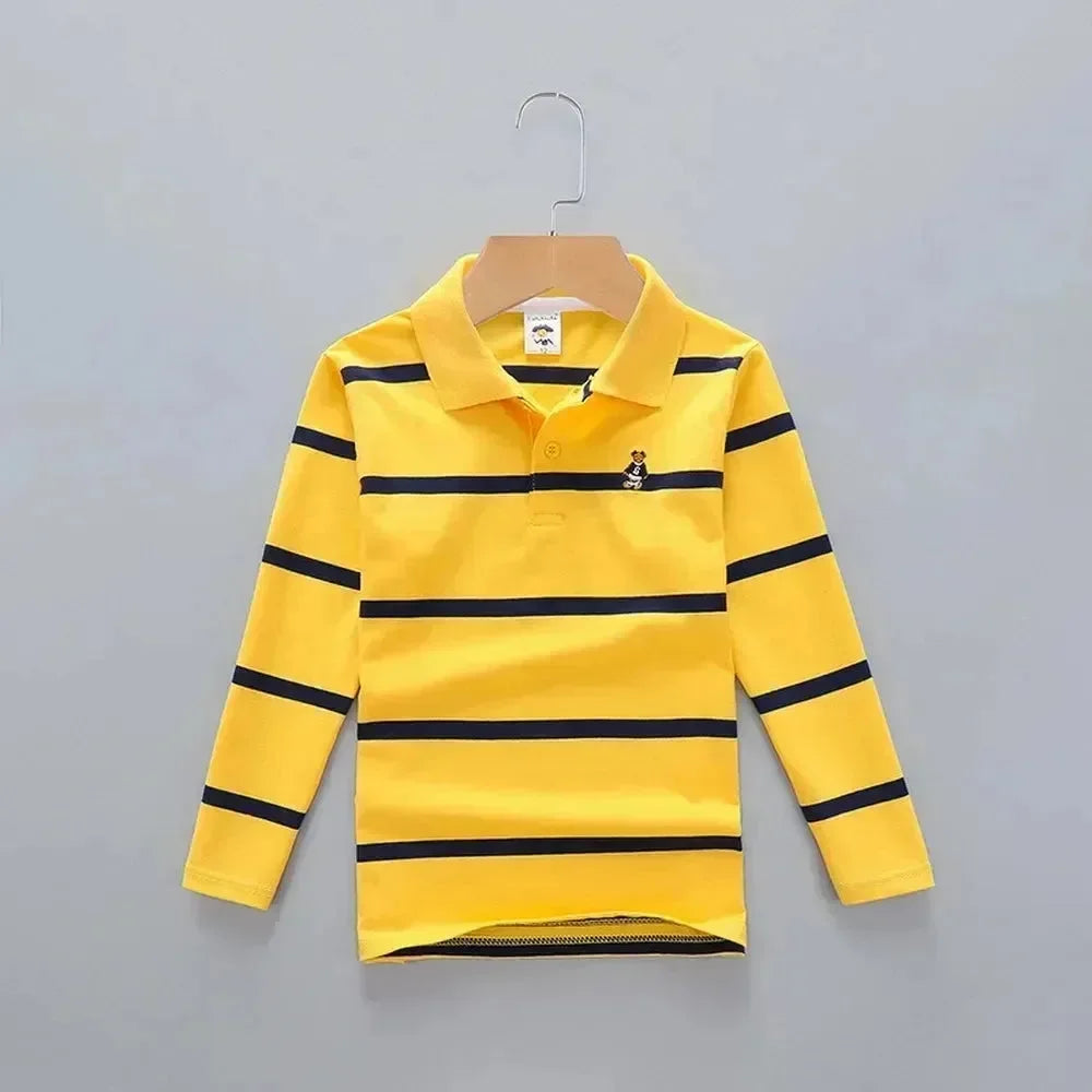 Striped Polyester Polo Shirt for Kids-Polo Shirt-LeStyleParfait