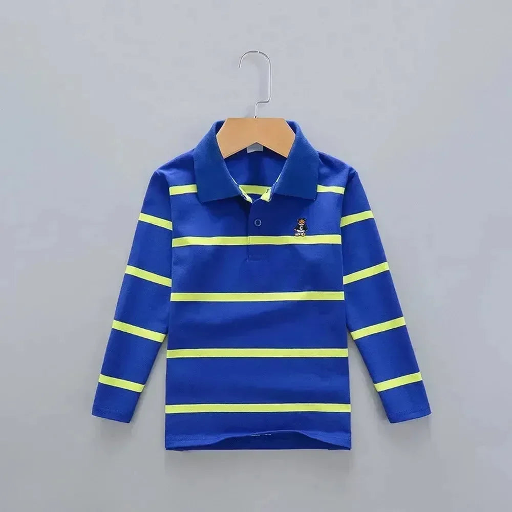 Striped Polyester Polo Shirt for Kids-Polo Shirt-LeStyleParfait