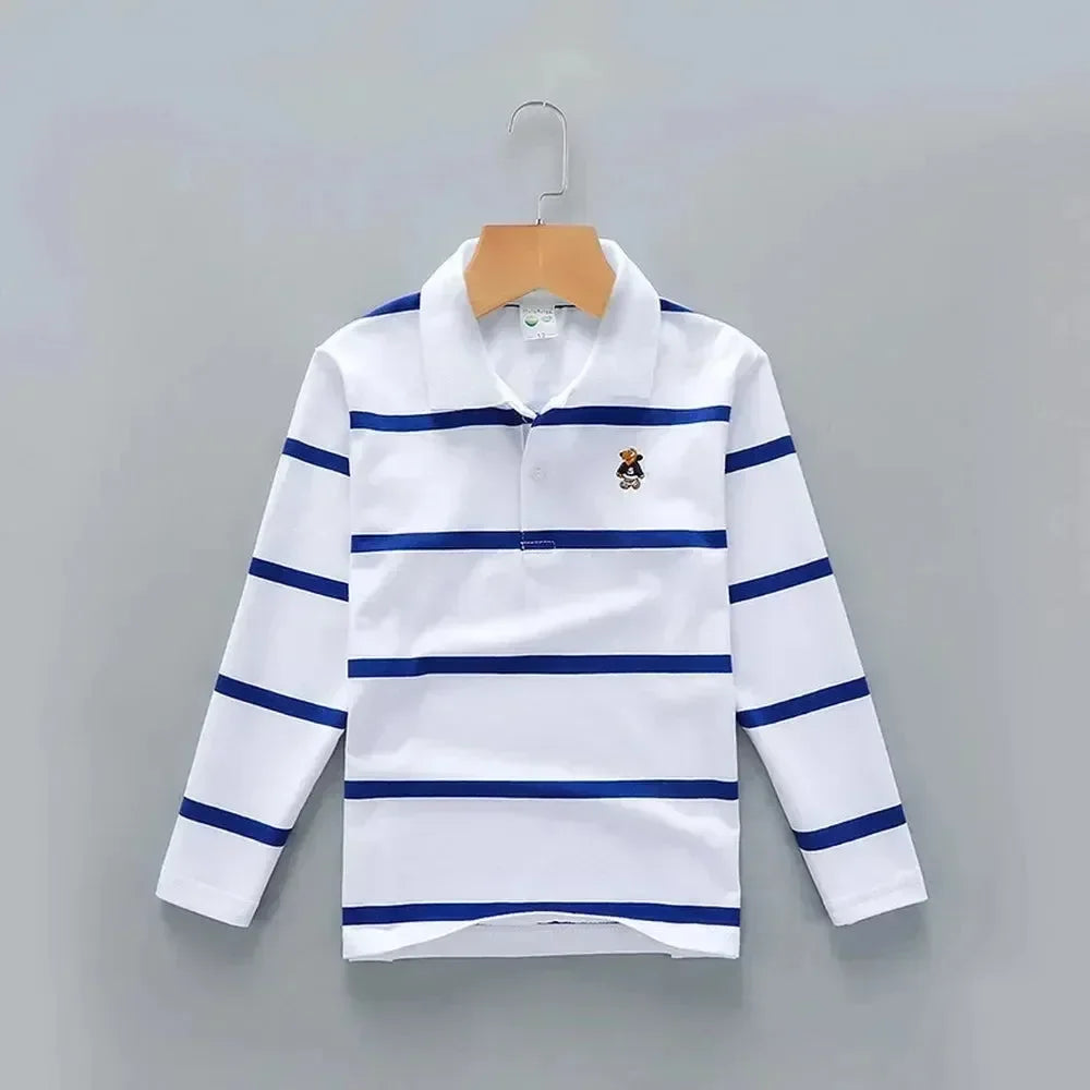 Striped Polyester Polo Shirt for Kids-Polo Shirt-LeStyleParfait