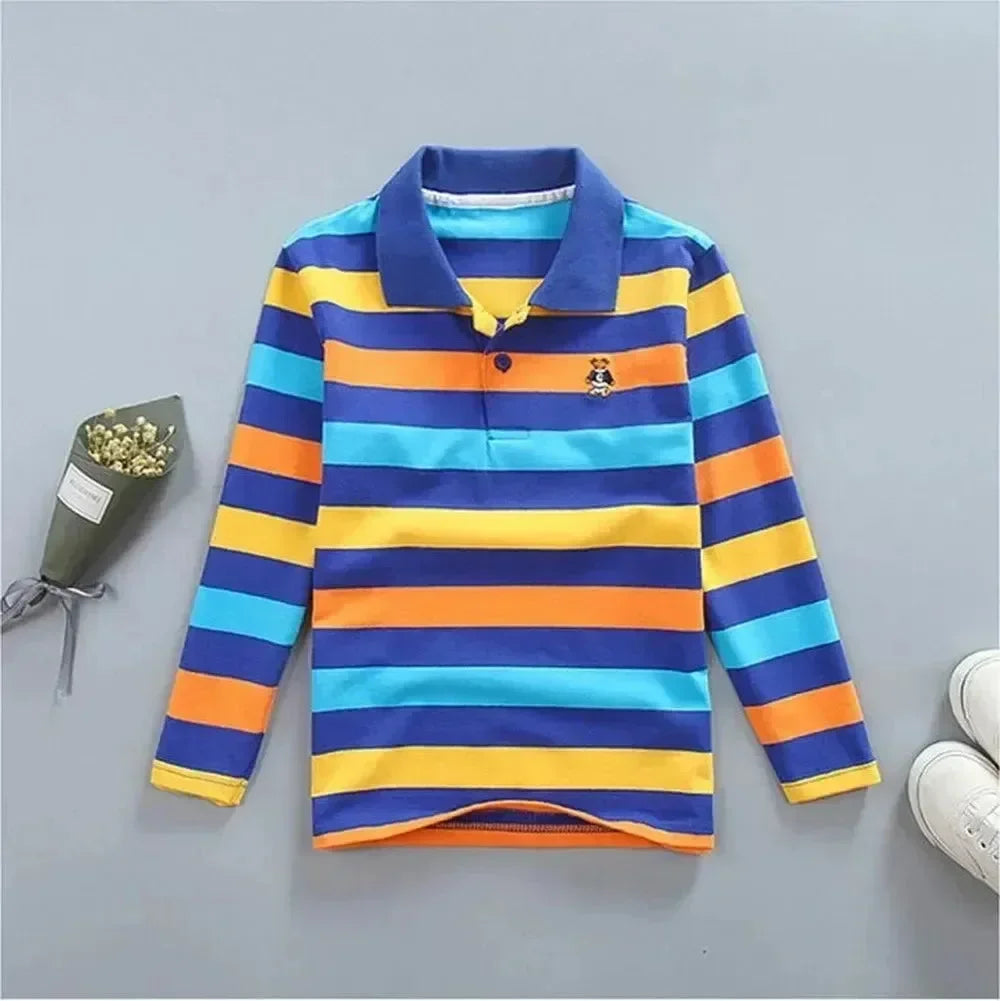 Striped Polyester Polo Shirt for Kids-Polo Shirt-LeStyleParfait