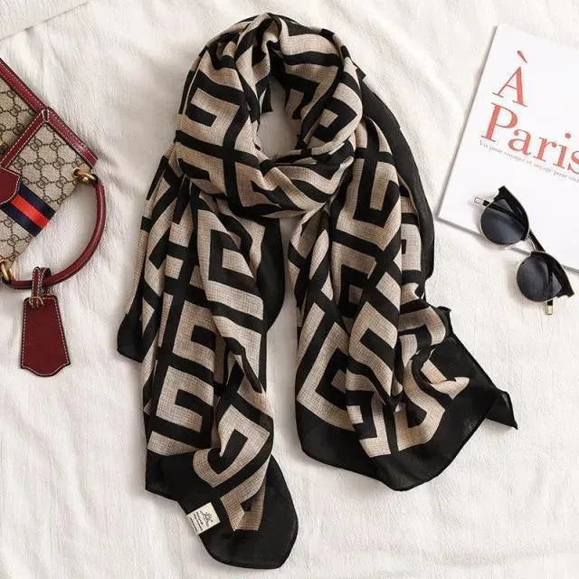 LeStyleParfait Women's Scarves & Shawls Stylish Wrap Scarf Striped-Pinstriped Cotton -Scarf